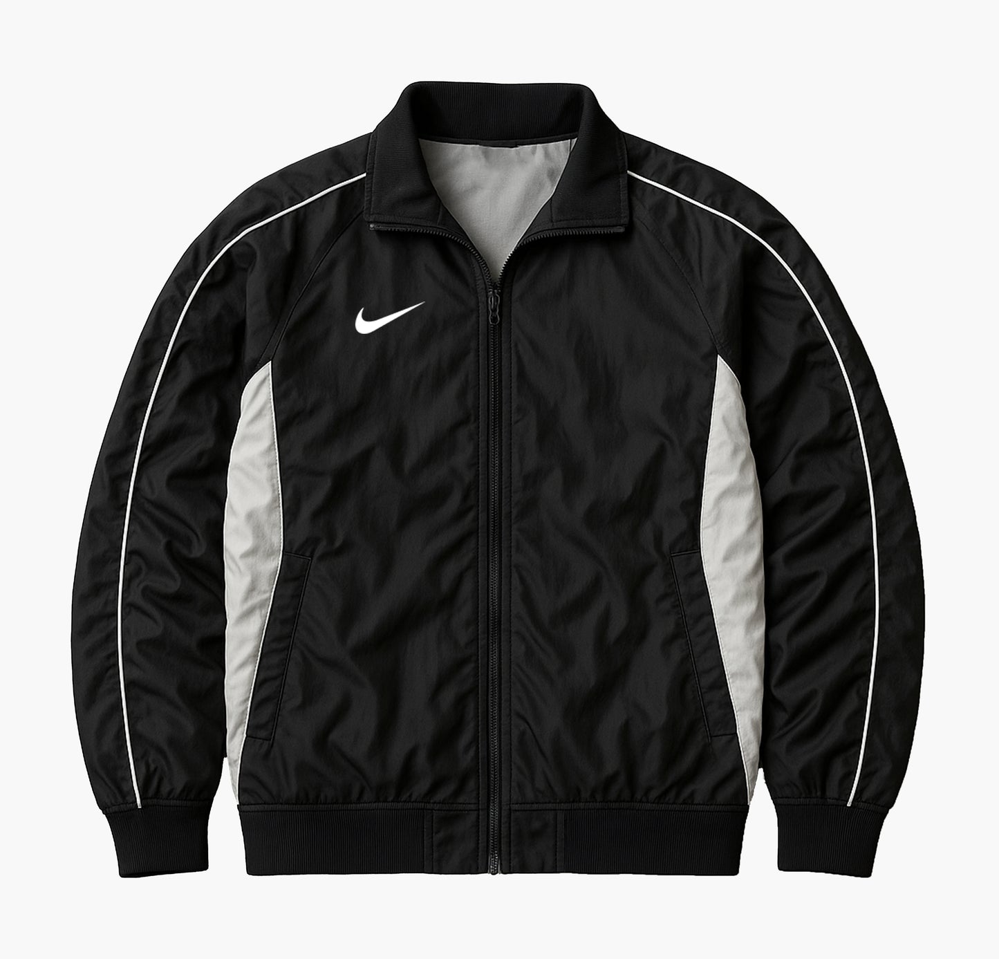 Nike Vintage Track Jacket Black & White Embroidered Logo (L)
