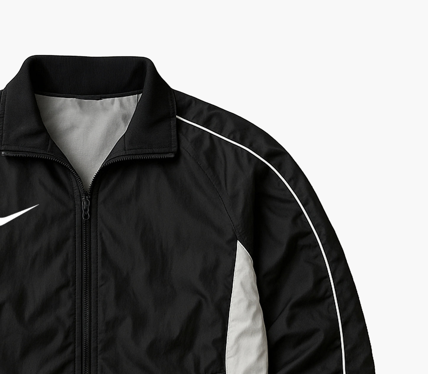 Nike Vintage Track Jacket Black & White Embroidered Logo (L)
