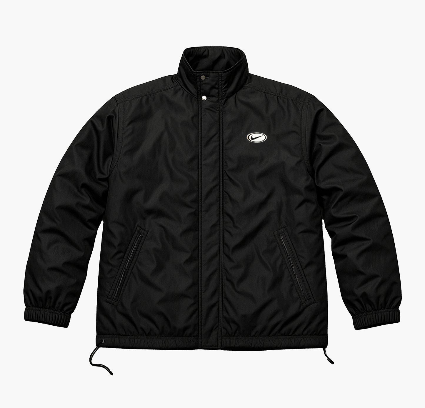 Nike Waterproof Coat Black/White Hooded Long Jacket (L)