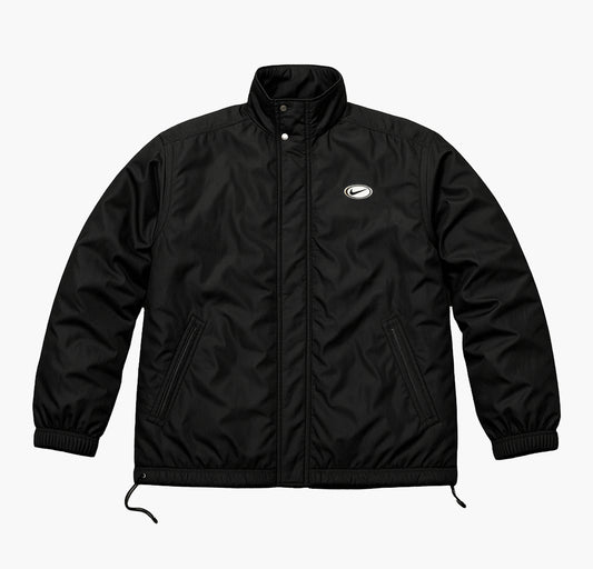 Nike Waterproof Coat Black/White Hooded Long Jacket (L)