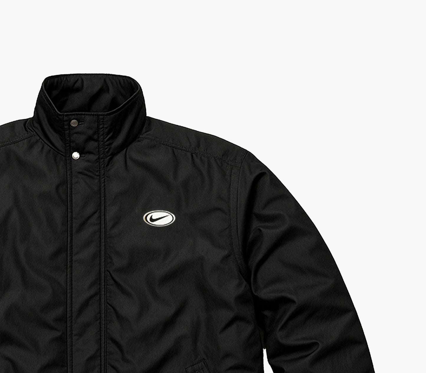 Nike Waterproof Coat Black/White Hooded Long Jacket (L)