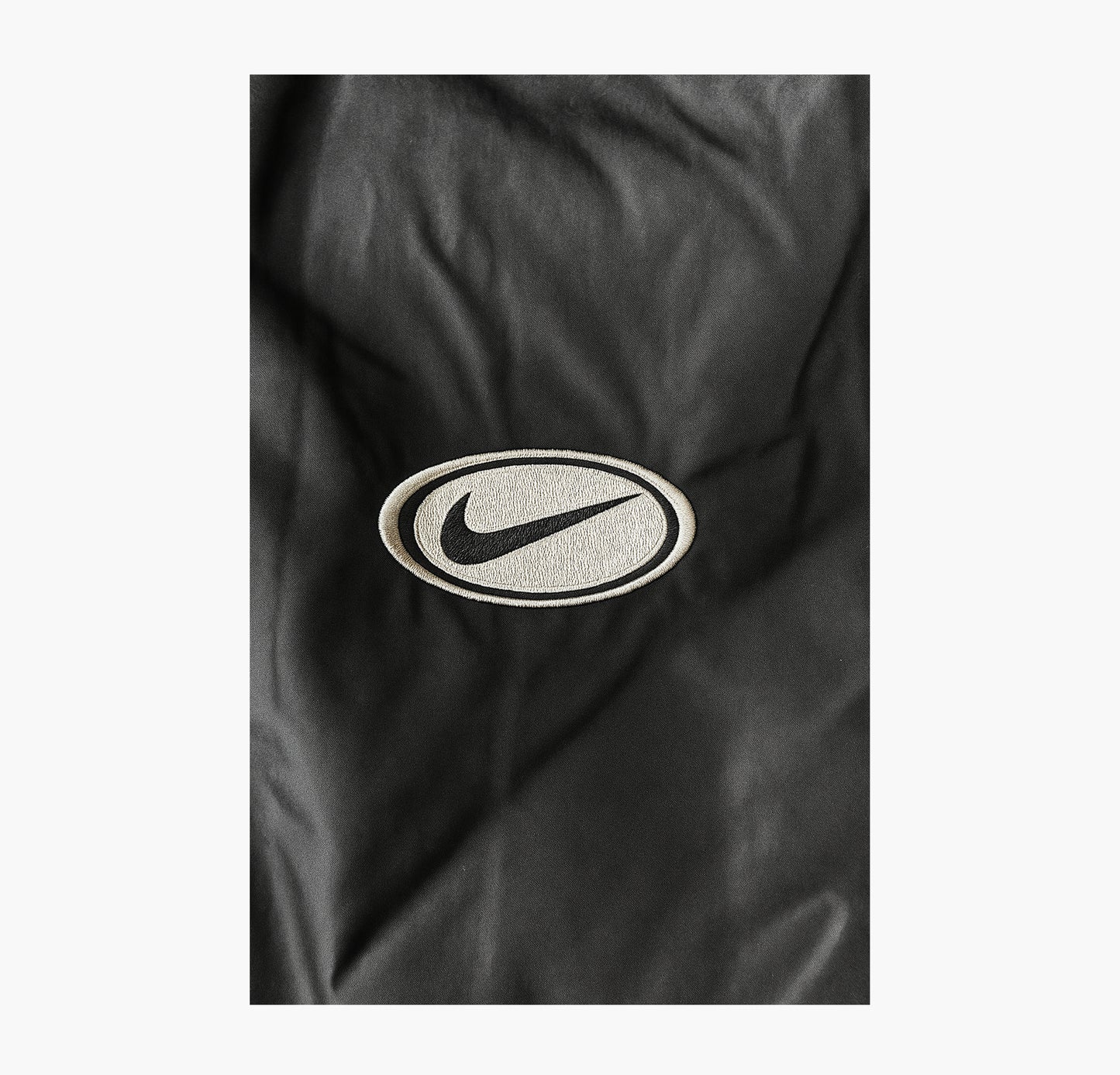 Nike Waterproof Coat Black/White Hooded Long Jacket (L)