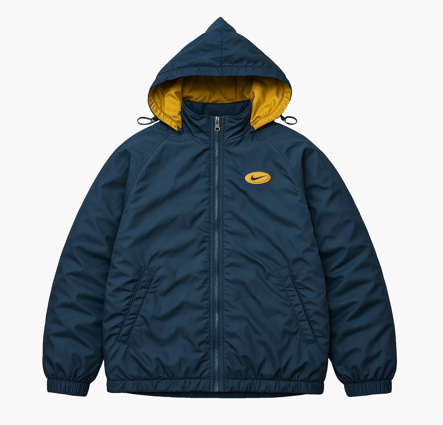 Nike Vintage Puffer Parka Jacket Embroidered 90’s Navy / Yellow (S)