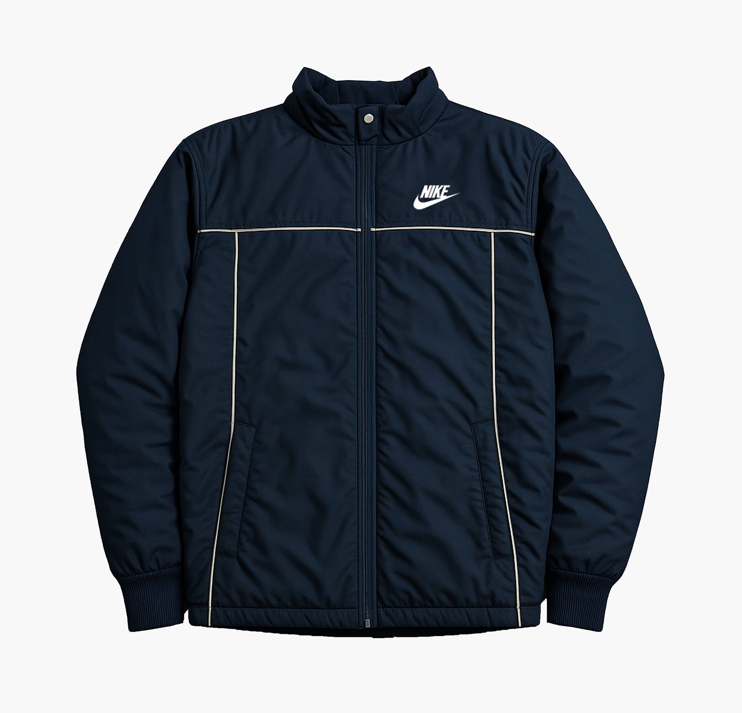 Nike Vintage Puffer Jacket Dark Blue Embroidered Logo (S)