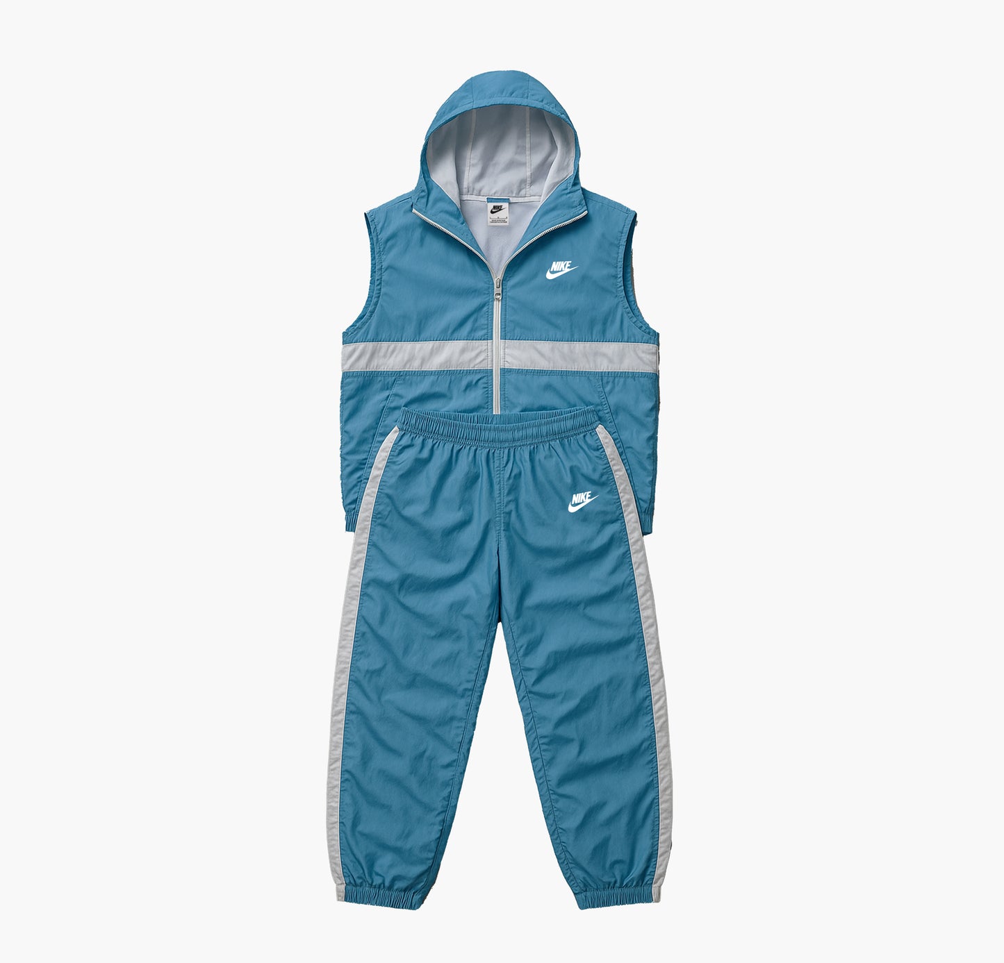 Nike Light Blue & White Nylon Tracksuit Set (L)