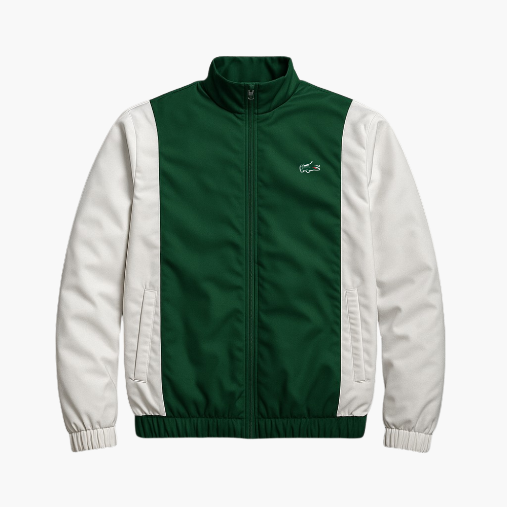 Lacoste White & Dark Green Cotton Jacket (M)