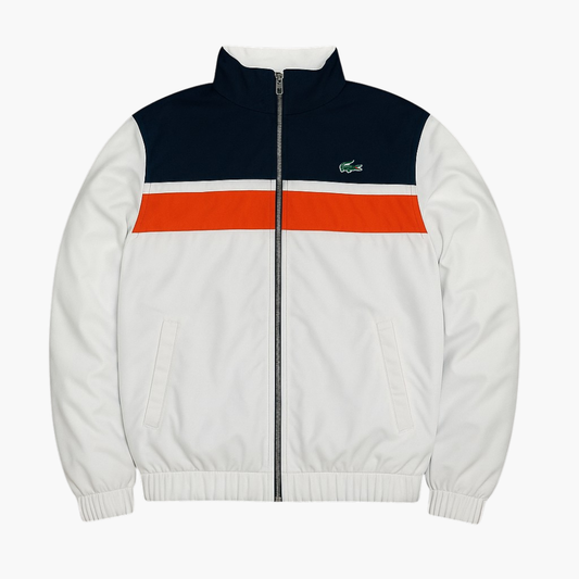 Lacoste White Windbreaker with Black & Orange Details (M)