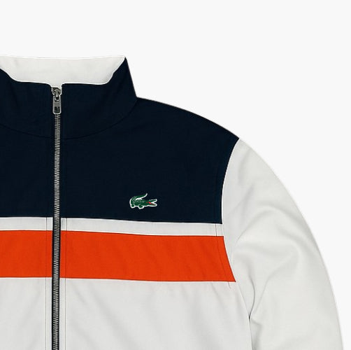 Lacoste White Windbreaker with Black & Orange Details (M)