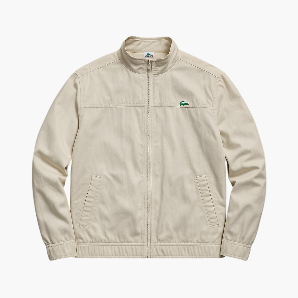 Lacoste White High-Collar Zip Sweatshirt (L)