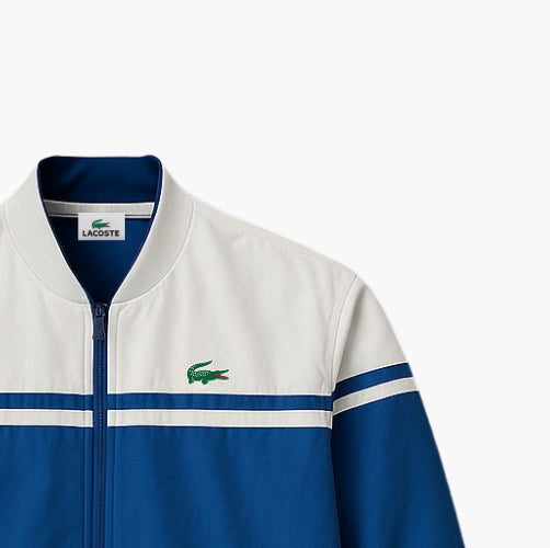 Lacoste White & Blue Zip-Up Jacket (S)