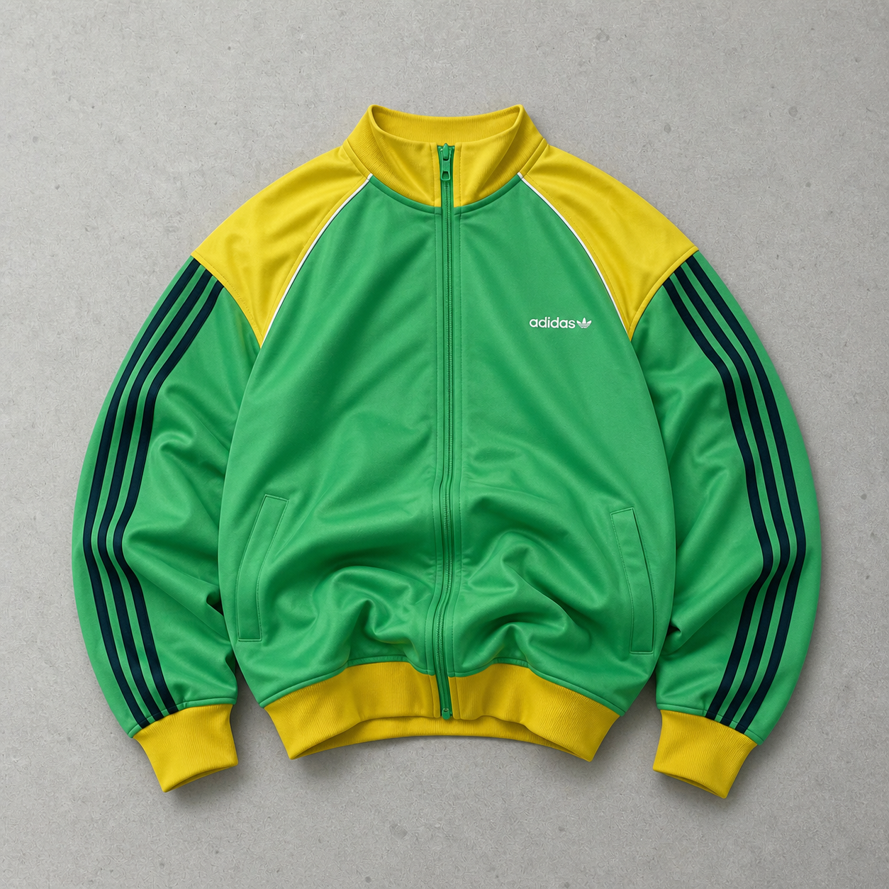 Adidas Sweater Grün, Gelb Rare (L) Stitched Logo