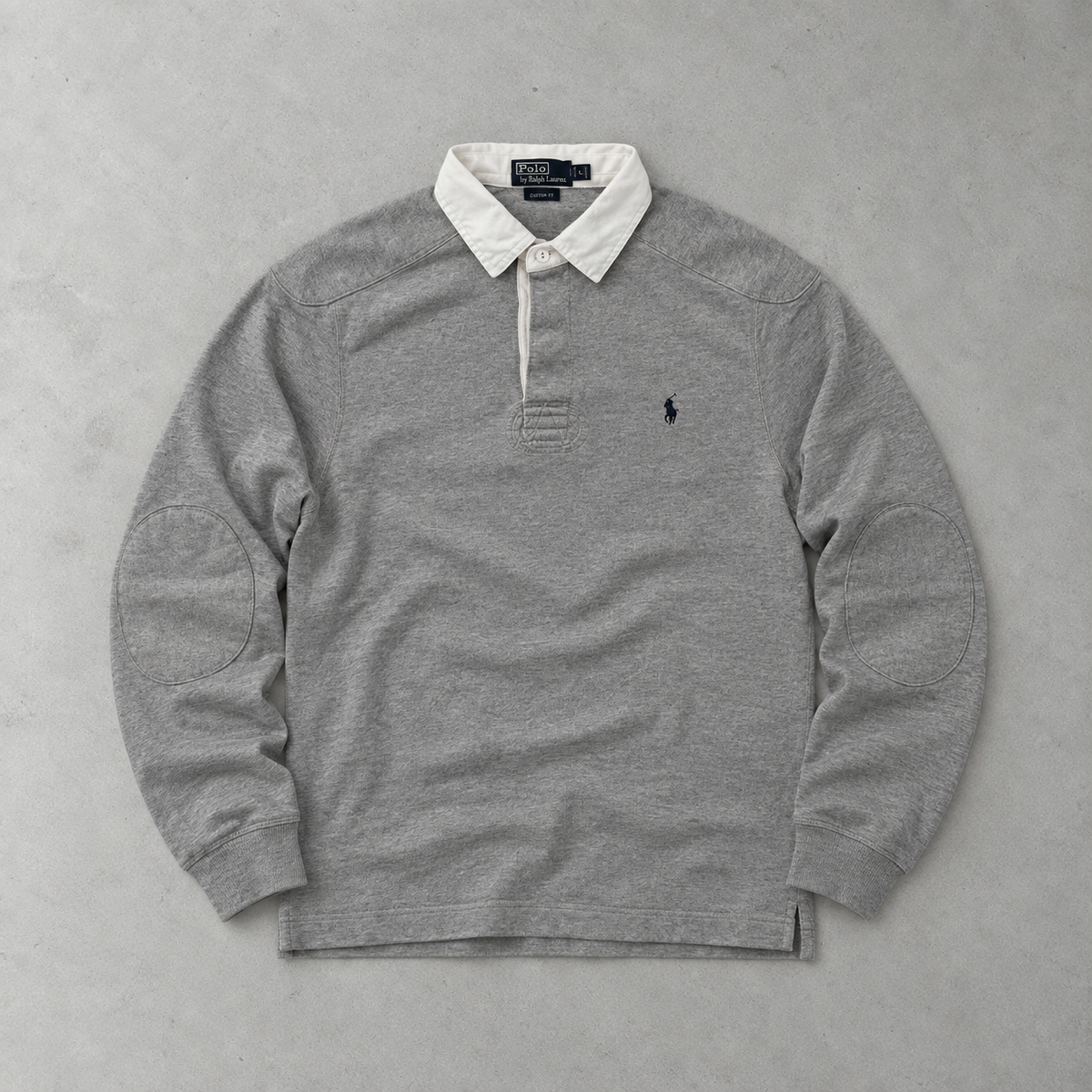 Y2K Ralph Lauren Shirt Grey Stitched Logo Rare (M)