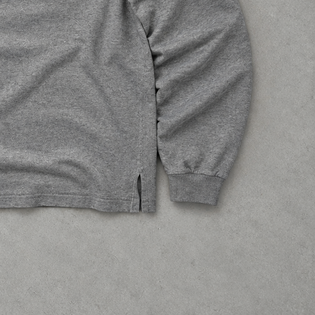 Y2K Ralph Lauren Shirt Grey Stitched Logo Rare (M)