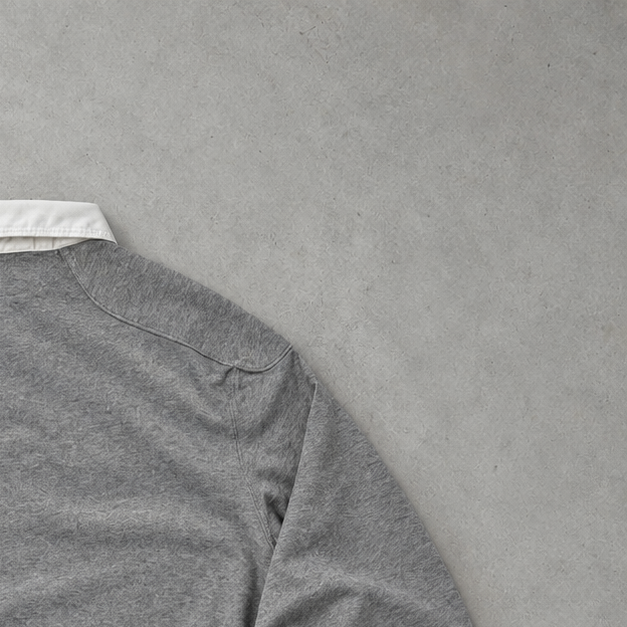Y2K Ralph Lauren Shirt Grey Stitched Logo Rare (M)