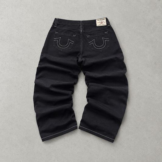 Y2K True Religion Jeans Schwarz, Weiß Limited (W29 | DE 44)
