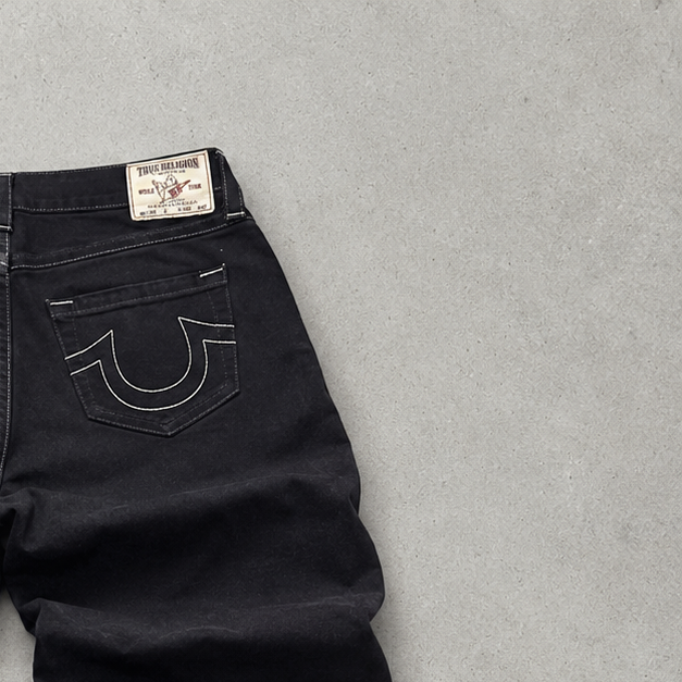Y2K True Religion Jeans Schwarz, Weiß Limited (W29 | DE 44)