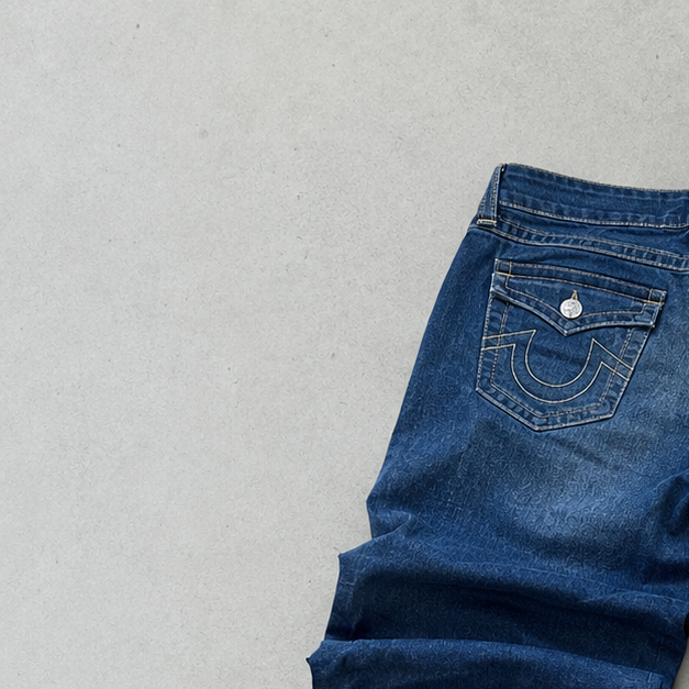 Y2K True Religion Jeans Marineblau, Blau Limited (L)