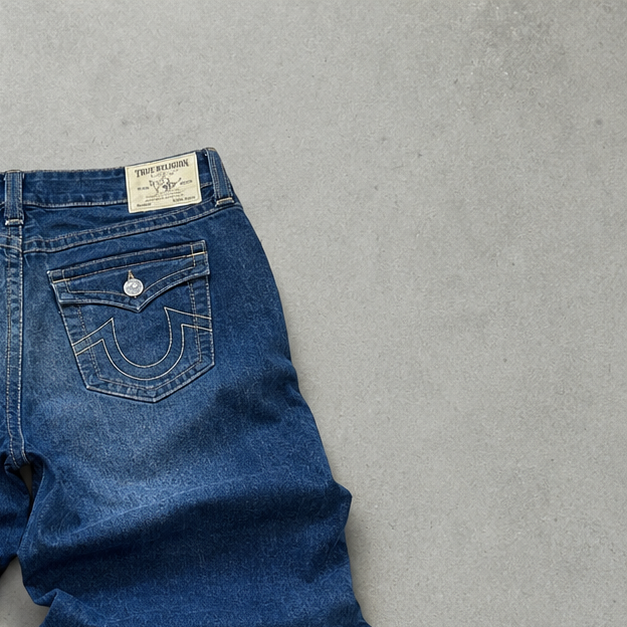 Y2K True Religion Jeans Marineblau, Blau Limited (L)