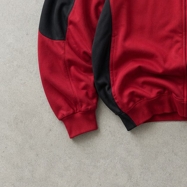 NBA Y2K Adidas Fleece Jacket Rot, Schwarz Rare (L) Stitched Logo