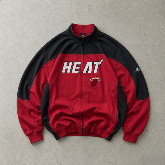 NBA Y2K Adidas Fleece Jacket Rot, Schwarz Rare (L) Stitched Logo