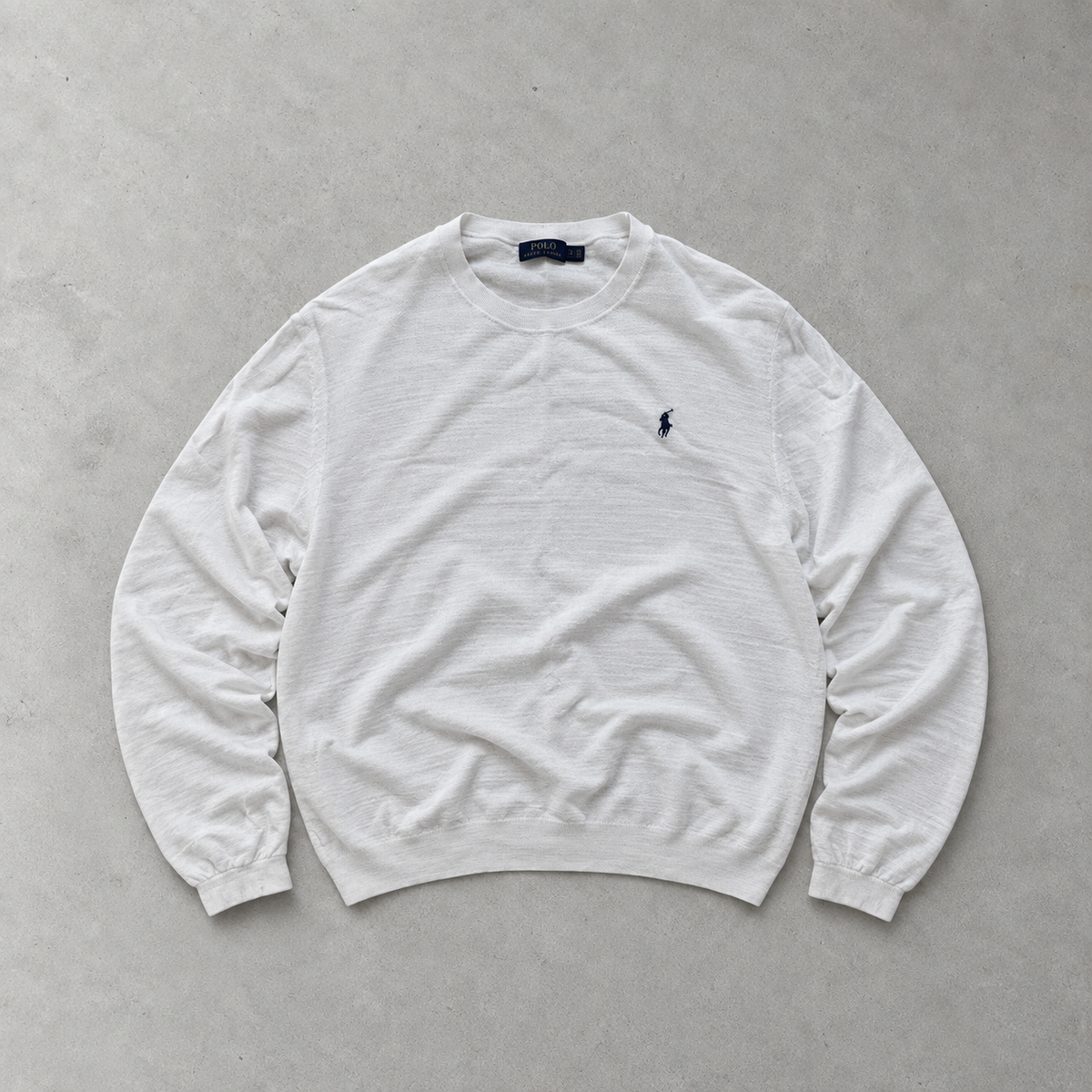 Ralph Lauren Sweater White Stitched Logo Rare (XXL)