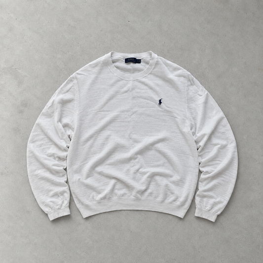 Ralph Lauren Sweater White Stitched Logo Rare (XXL)