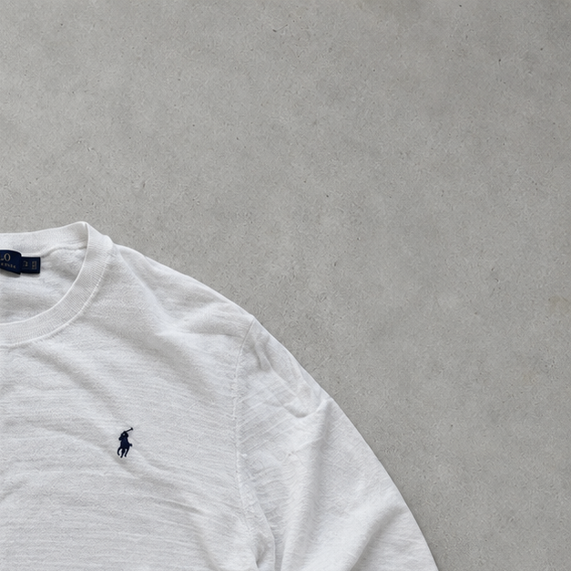 Ralph Lauren Sweater White Stitched Logo Rare (XXL)