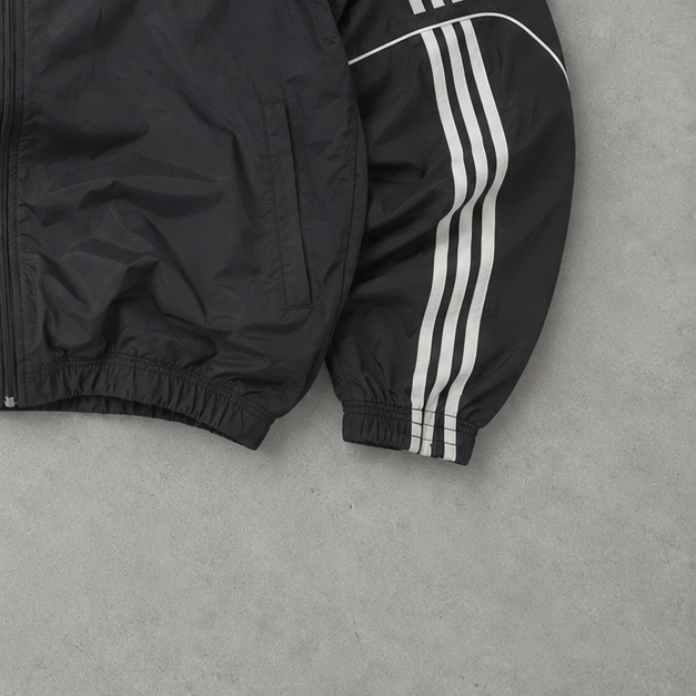 Y2K Adidas Jacket Black Limited Stitched Logo (L)