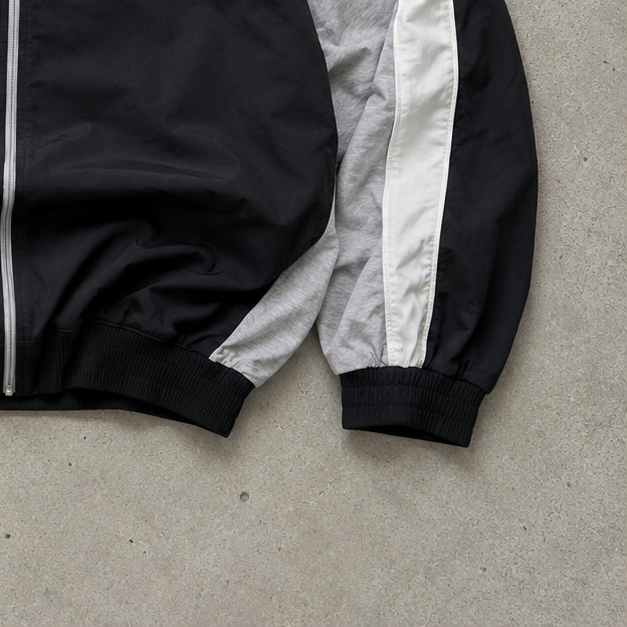 Y2K Reebok Hoodie Black / Grey Rare Stitched Logo (S)