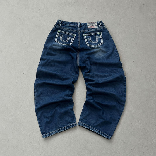 Y2K True Religion Jeans Marineblau, Schwarz Rare (W33 | DE 48)