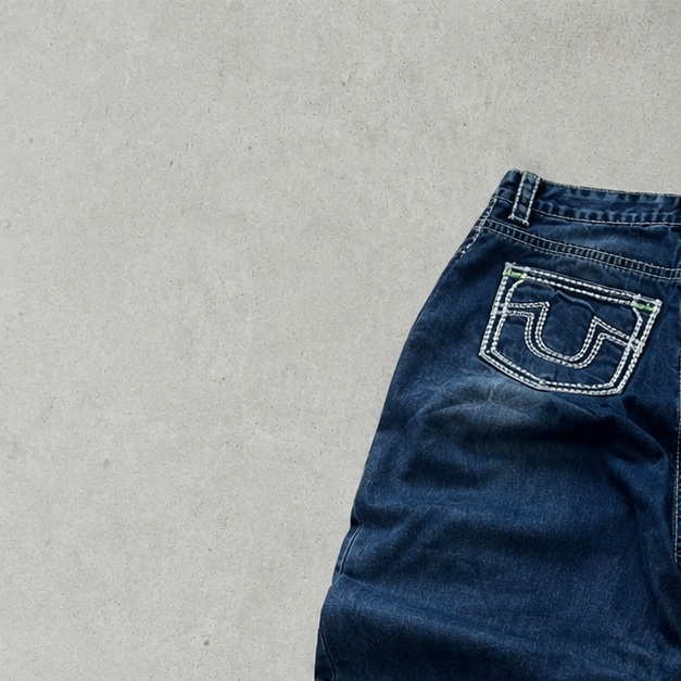 Y2K True Religion Jeans Marineblau, Schwarz Rare (W33 | DE 48)