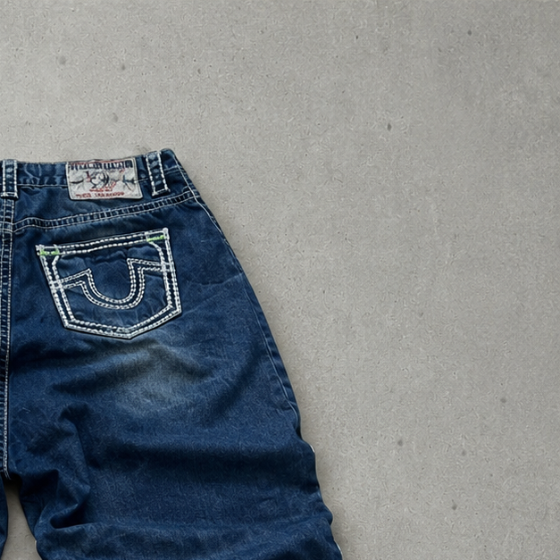 Y2K True Religion Jeans Marineblau, Schwarz Rare (W33 | DE 48)