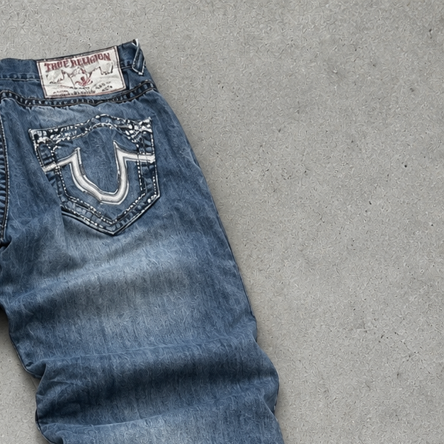 Y2K True Religion Straight Fit Jeans Blue Limited Stitched Logo (W31 | DE 46)