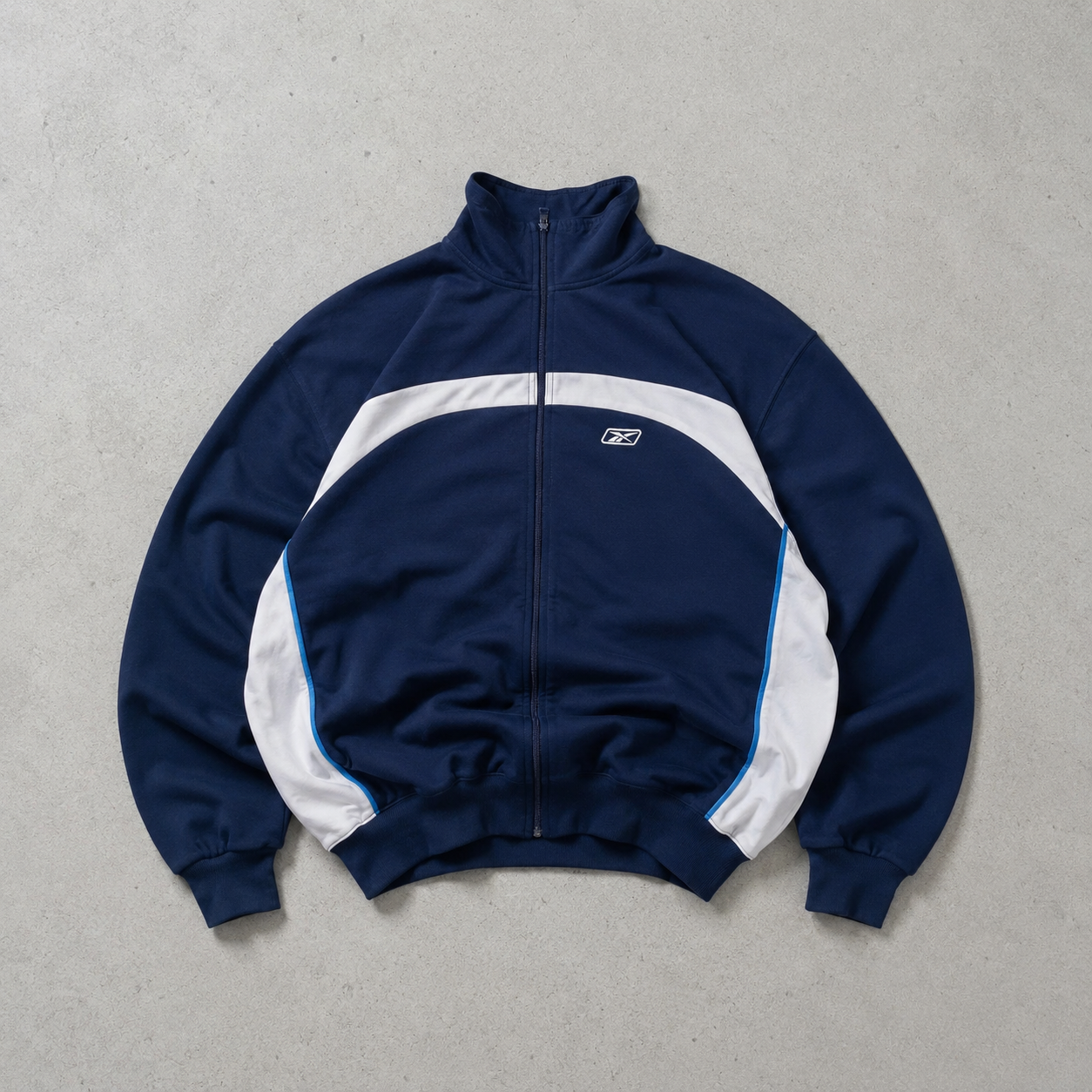 90s Y2K Reebok Windbreaker Navy / White Limited Stitched Logo (L)