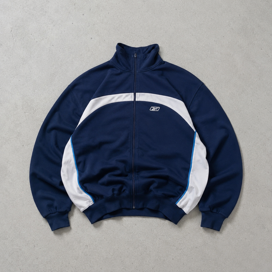 90s Y2K Reebok Windbreaker Navy / White Limited Stitched Logo (L)