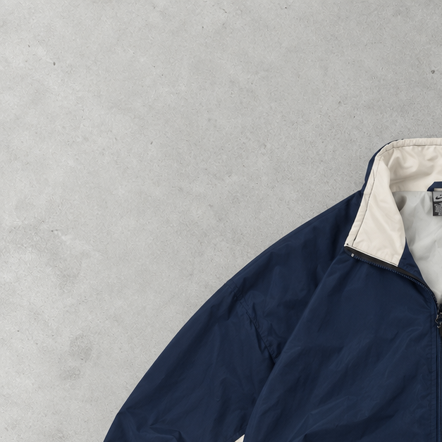 90s Nike Windbreaker Weiß, Marineblau Limited (XXL)