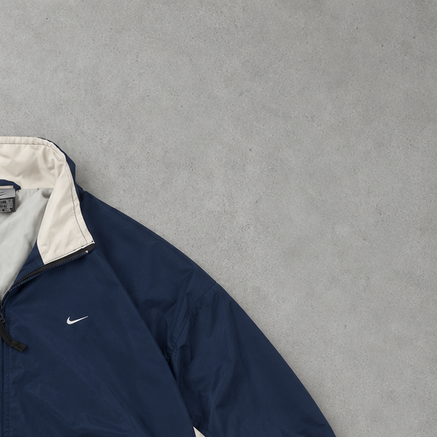 90s Nike Windbreaker Weiß, Marineblau Limited (XXL)