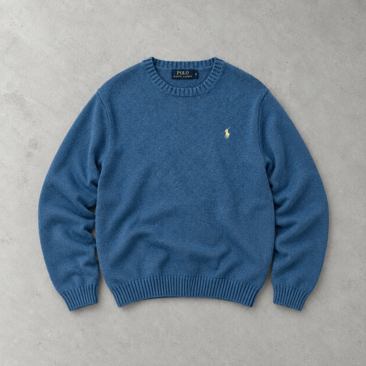 Ralph Lauren Sweater Blue Stitched Logo Rare (S)
