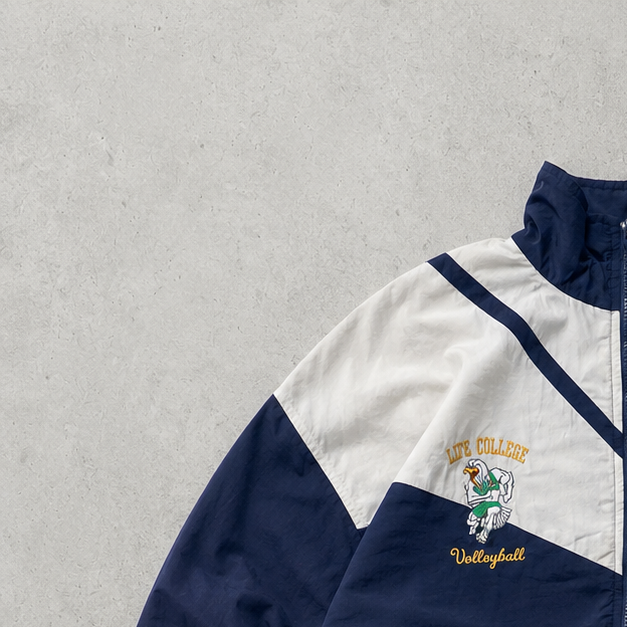 90s Reebok Windbreaker Navy / White Rare Stitched Logo (S)
