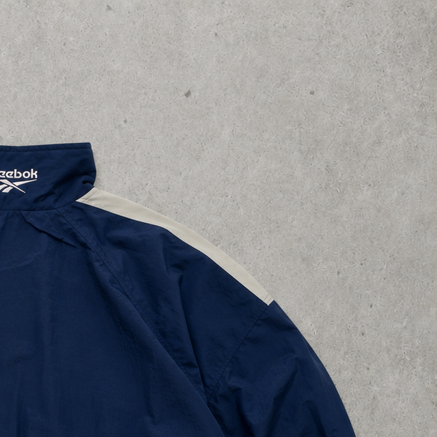 90s Reebok Windbreaker Navy / White Rare Stitched Logo (S)