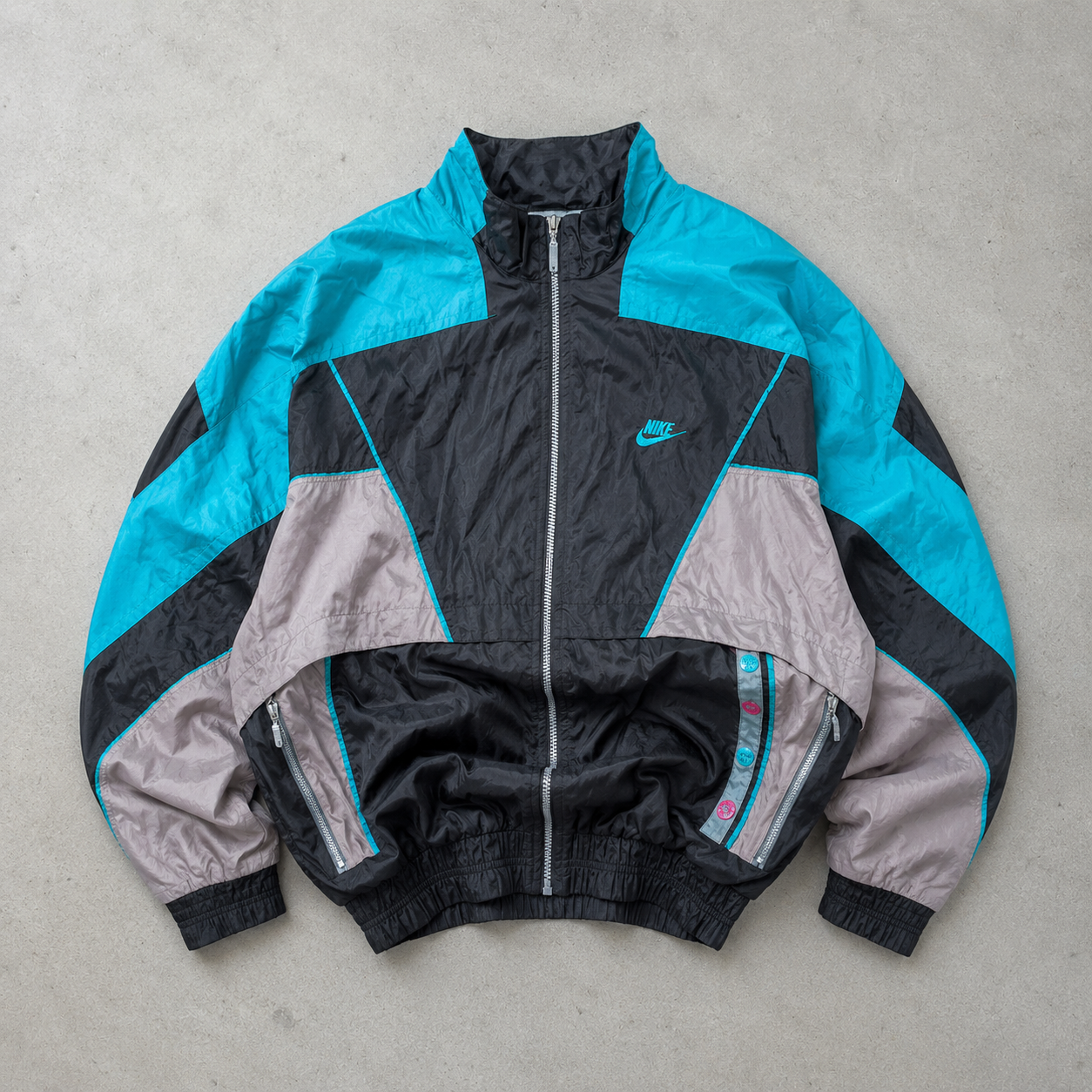 Vintage Nike Windbreaker Black, Grey Rare (XL) Stitched Logo