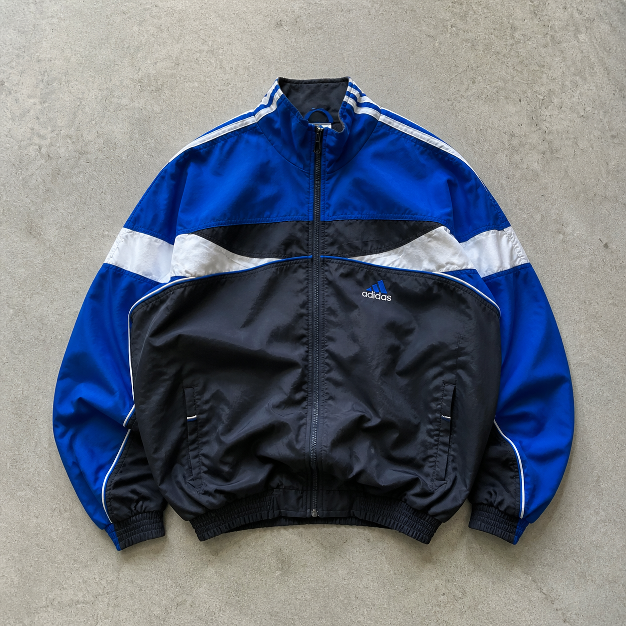 Adidas Jacket Blau, Schwarz Rare (L) Stitched Logo