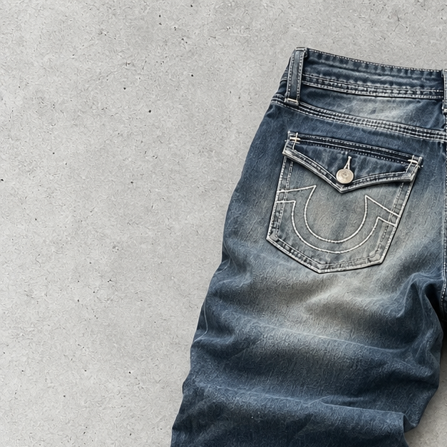 True Religion Jeans Blue Rare Stitched Logo (M)