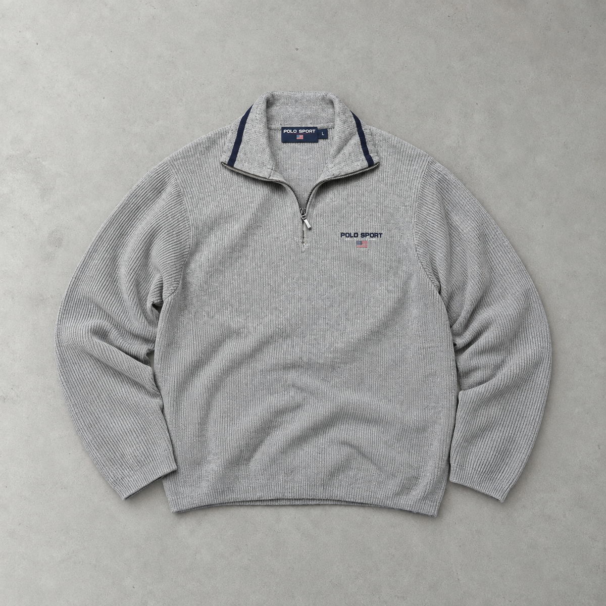 Ralph Lauren Sweater Grau Stitched Logo Rare (L)