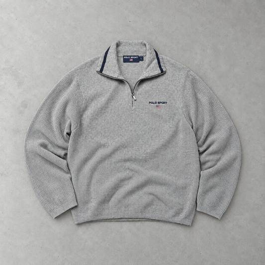 Ralph Lauren Sweater Grau Stitched Logo Rare (L)
