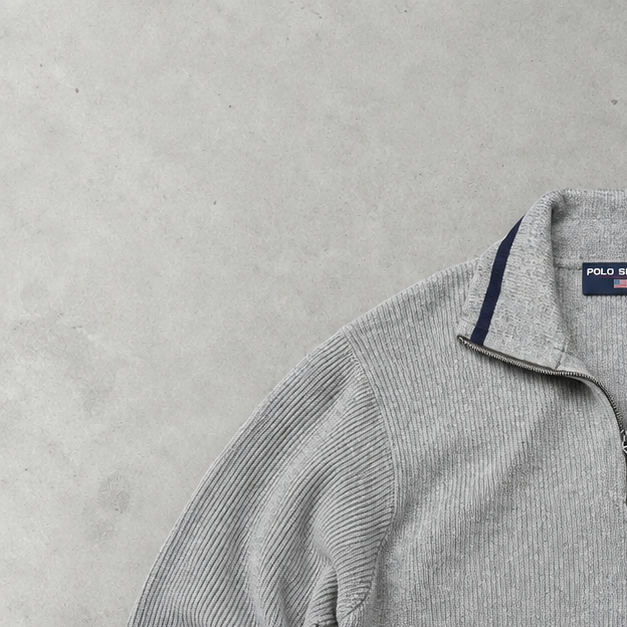Ralph Lauren Sweater Grau Stitched Logo Rare (L)