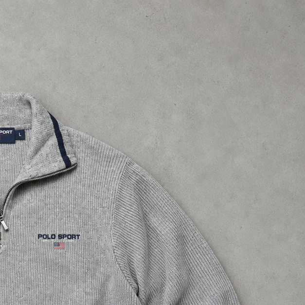 Ralph Lauren Sweater Grau Stitched Logo Rare (L)