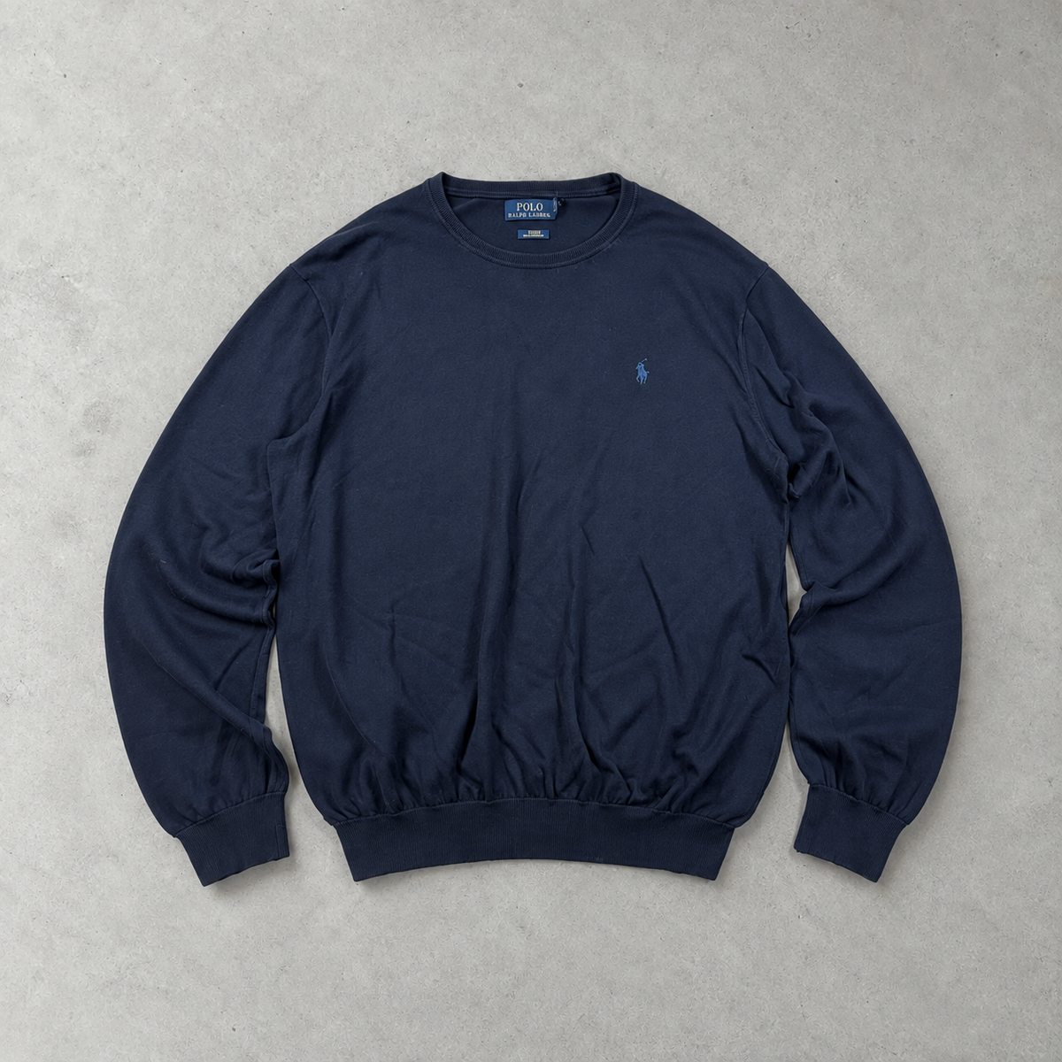 Polo Ralph Lauren Sweater Marineblau Rare (L) Stitched Logo