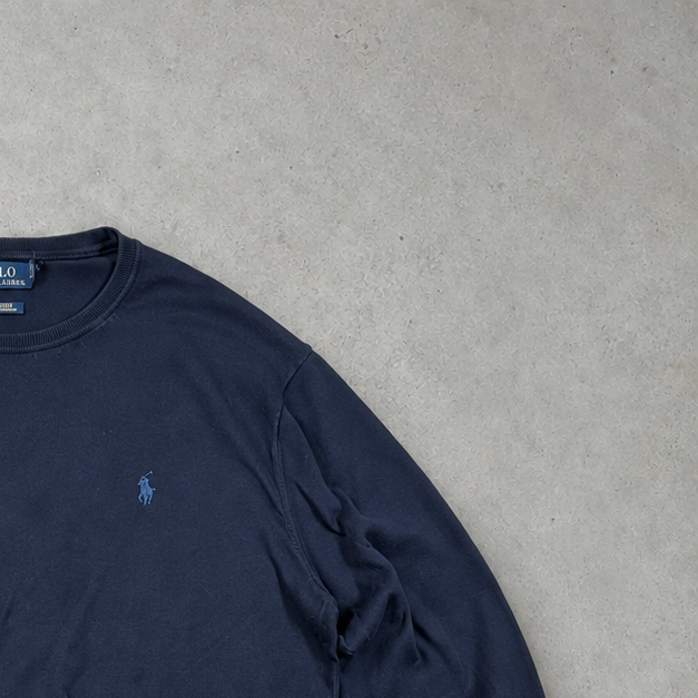 Polo Ralph Lauren Sweater Marineblau Rare (L) Stitched Logo