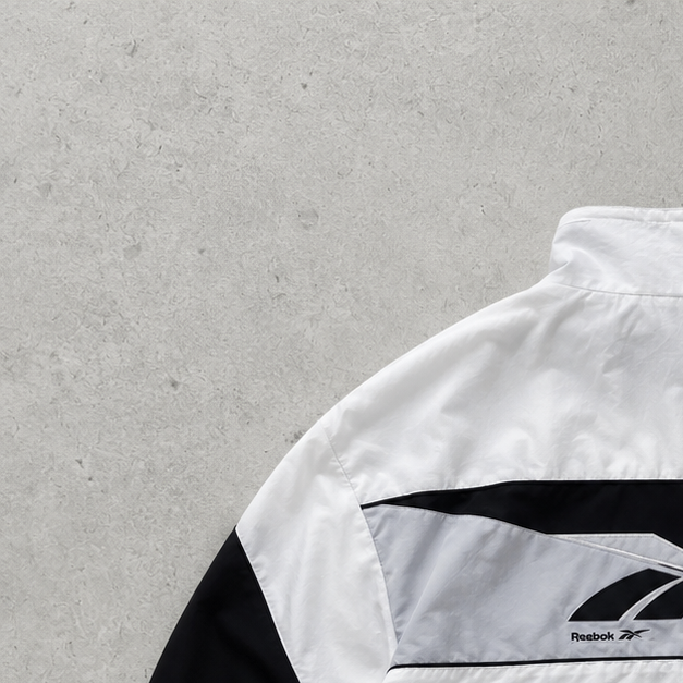 90s Reebok Windbreaker White / Black Limited Stitched Logo (XL)